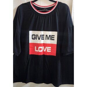 SHEIN BLACK "GIVE ME LOVE" INSCRIPTED TEE